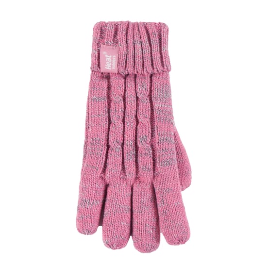 Heat Holders - Kids Girls Cute Cable Knitted Warm Fleece Lined Pompom Winter Hat and Gloves Set with Bobble - CS4P14 - Image 5
