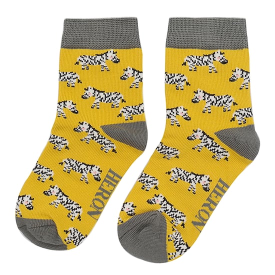 Mr Heron - 2 Pairs Boys Bamboo Animal Patterned Socks - Zebra - Image 3