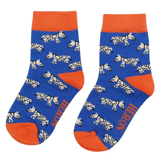 Mr Heron - 2 Pairs Boys Bamboo Animal Patterned Socks - Zebra - Image 4