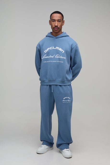 Oversized Boxy Plush Flock Print Hoodie & Straight Leg Jogger - Image 1