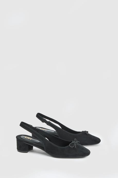 Annie Faux Suede Slingback Block Heel Court Pumps - Image 1