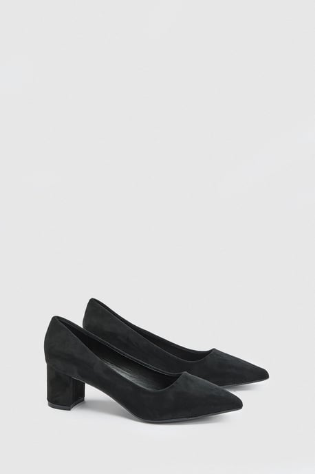 Tiff Faux Suede High Block Heel Pointed Court Shoes - Image 1