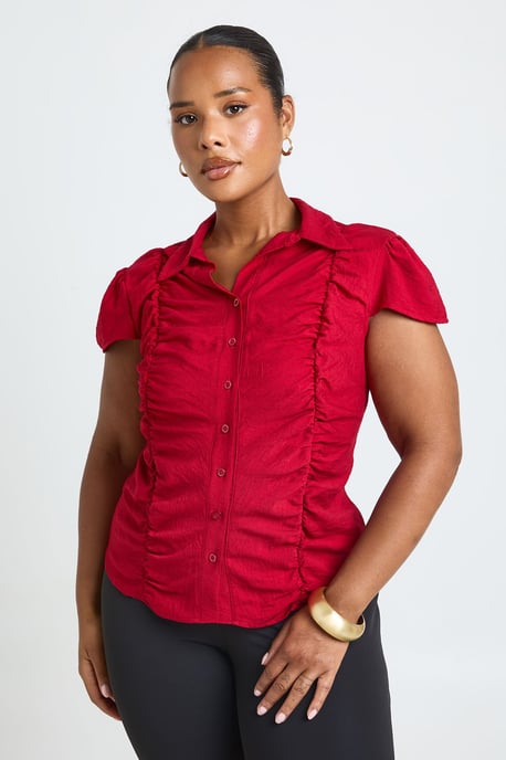 Plus Ruched Fitted Shirt - Image 1