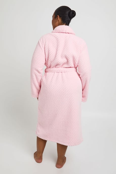 Plus Waffle Fleece Long Dressing Gown - Image 2