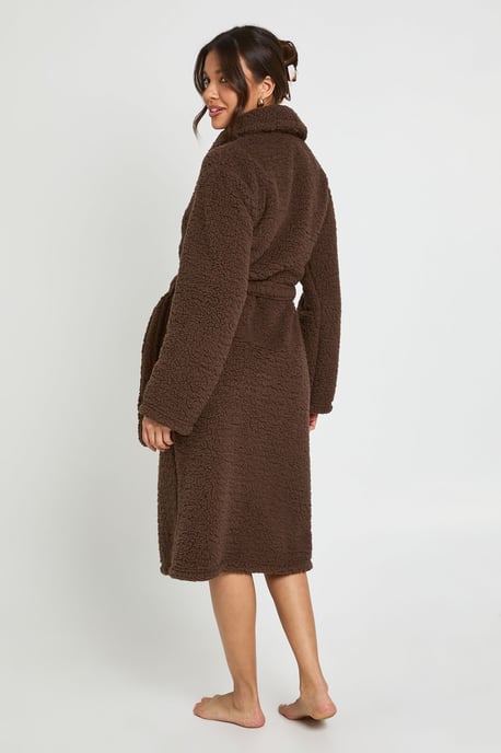 Sherpa Fleece Long Dressing Gown - Image 2