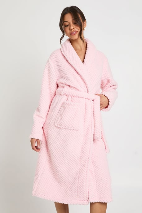Waffle Fleece Long Dressing Gown - Image 3