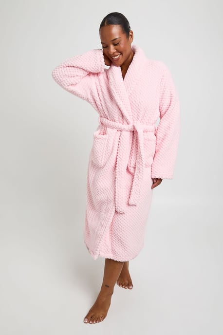 Plus Waffle Fleece Long Dressing Gown - Image 3