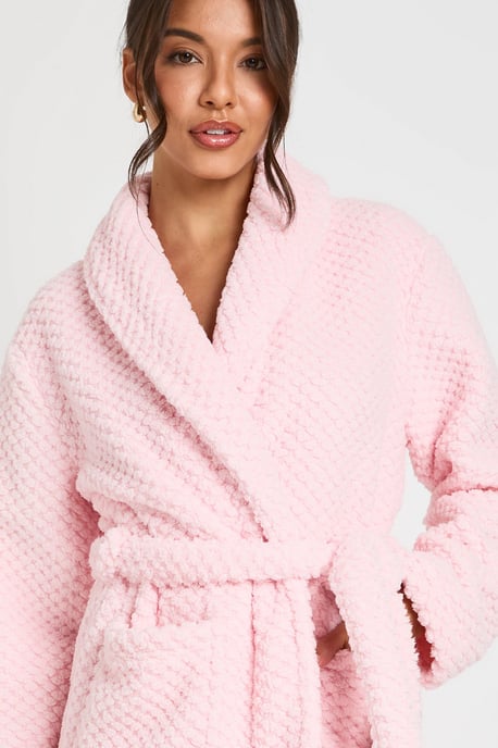 Waffle Fleece Long Dressing Gown - Image 4