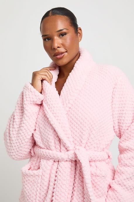 Plus Waffle Fleece Long Dressing Gown - Image 4