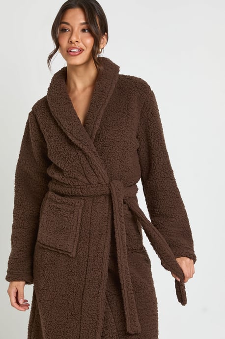 Sherpa Fleece Long Dressing Gown - Image 4