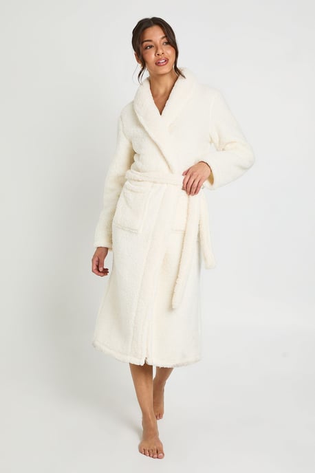 Sherpa Fleece Long Dressing Gown - Image 1