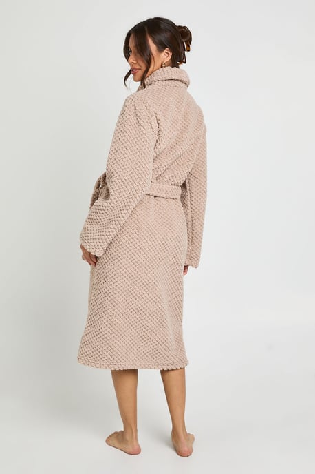 Waffle Fleece Long Dressing Gown - Image 2