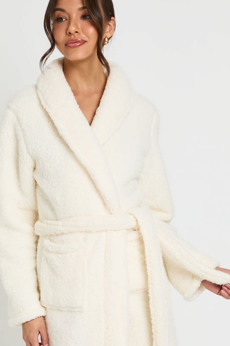 Sherpa Fleece Long Dressing Gown - Image 4