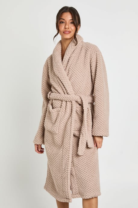 Waffle Fleece Long Dressing Gown - Image 3