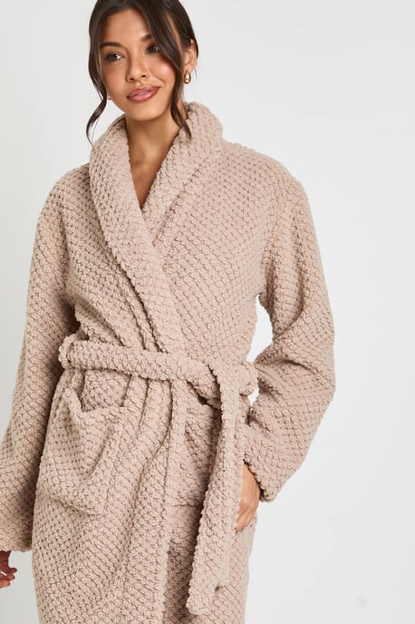 Waffle Fleece Long Dressing Gown - Image 4