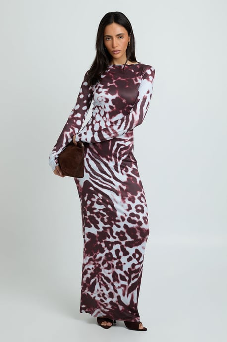 Tonal Animal Long Sleeve Maxi Dress - Image 1