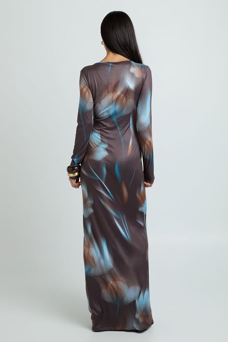 Tonal Floral Long Sleeve Maxi Dress - Image 2
