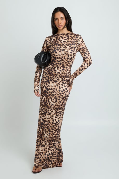 Tonal Animal Long Sleeve Maxi Dress - Image 1