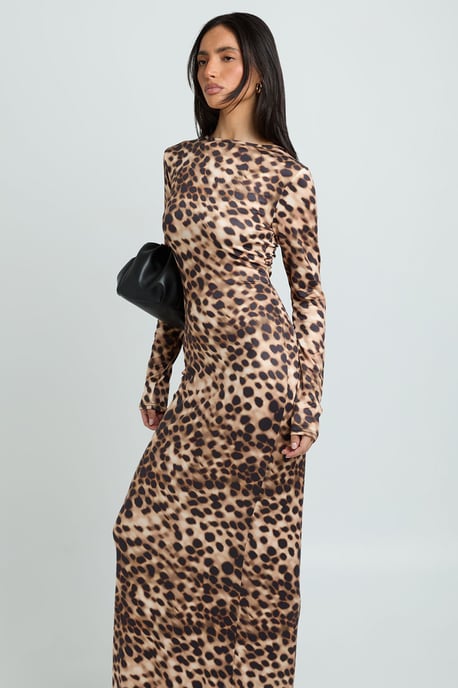 Tonal Animal Long Sleeve Maxi Dress - Image 3