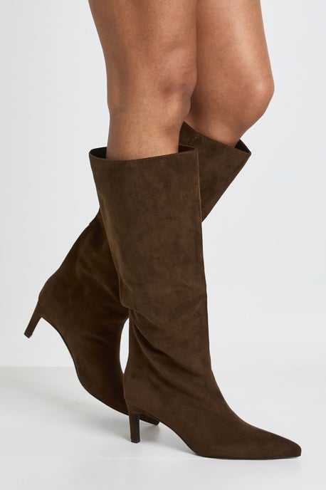 Wide Fit Knee High Column Stiletto Mid Boots - Image 2