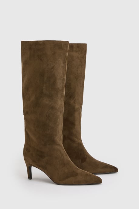 Wide Fit Knee High Column Stiletto Mid Boots - Image 3
