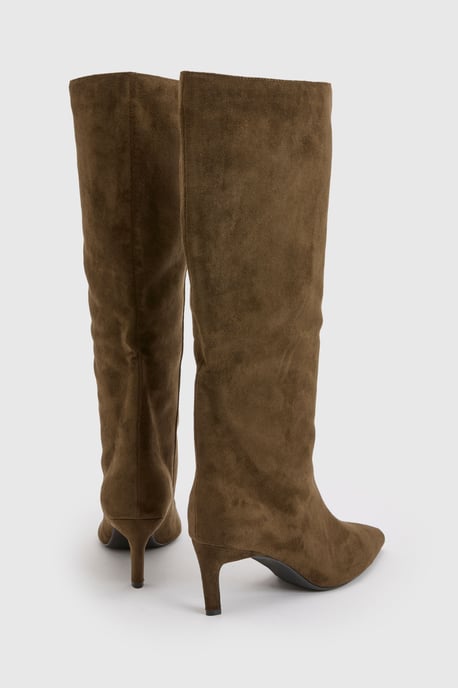 Wide Fit Knee High Column Stiletto Mid Boots - Image 4