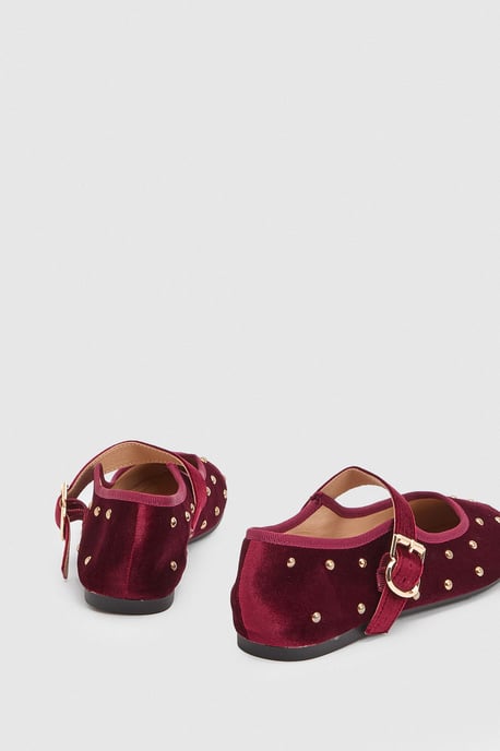 Jaz Velvet Studded Mary Jane Flats - Image 2
