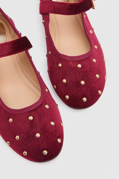 Jaz Velvet Studded Mary Jane Flats - Image 3