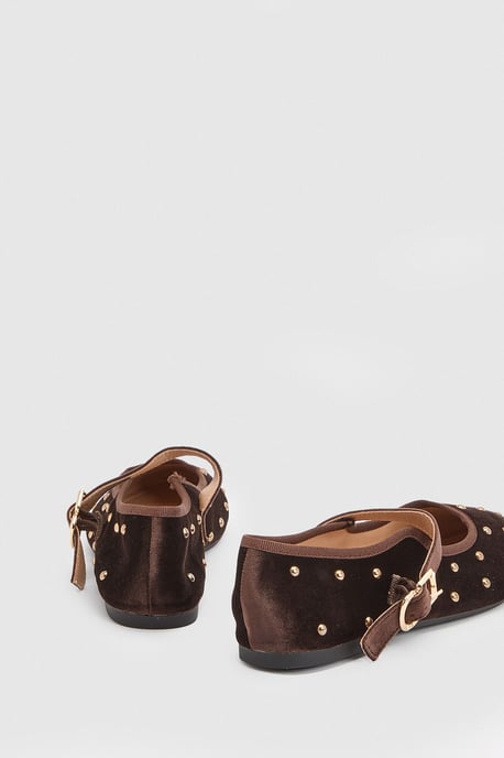 Jaz Velvet Studded Mary Jane Flats - Image 2