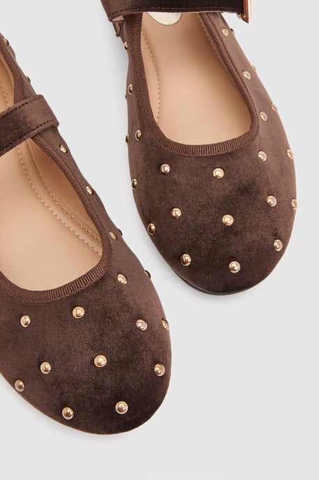 Jaz Velvet Studded Mary Jane Flats - Image 3