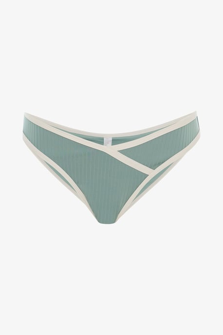 Ribbad Bikinibyxor med Medelhög Midja - Image 3