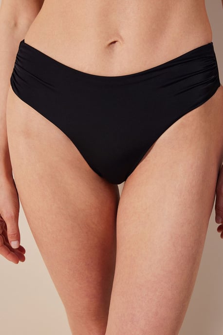 High-Waist Shirred Bikini Bottoms - Image 1