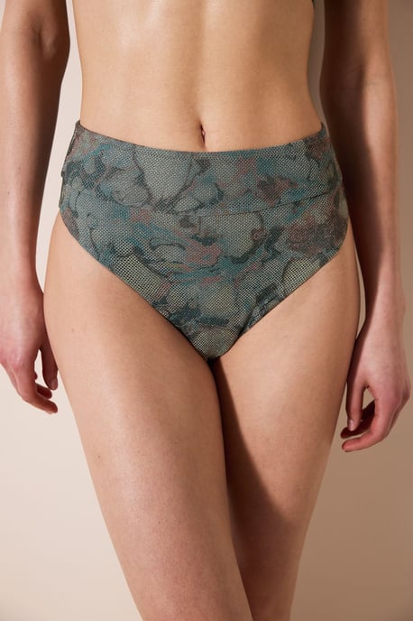 Hoogzijdige Bloemen Mesh Bikini Onderbroek - Image 1