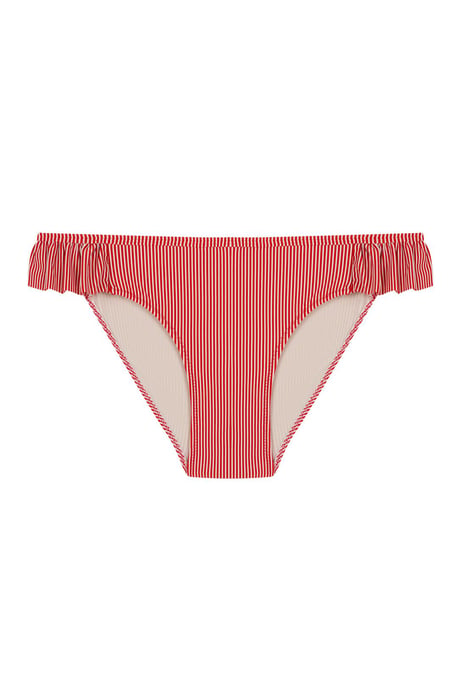 Striped Mid-Waist Frilly Hipster Bikini Bottoms - Image 4