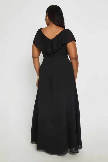 Plus Chiffon Ruffle Plunge Maxi Dress - Image 2
