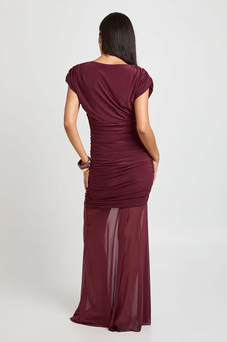 Ruched Bodice Asym Neck Maxi Dress - Image 2