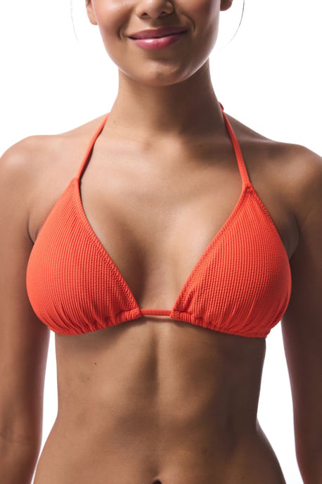 Solid Ribbad Triangel Halter Bikiniöverdel - Image 1