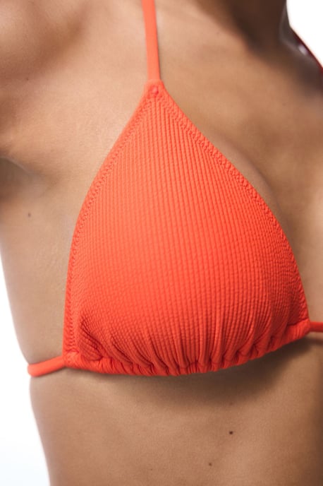 Solid Ribbad Triangel Halter Bikiniöverdel - Image 4