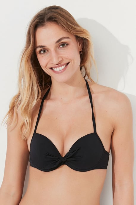 Effen Ondersteuning Halter Bikini Top Met Strik - Image 1