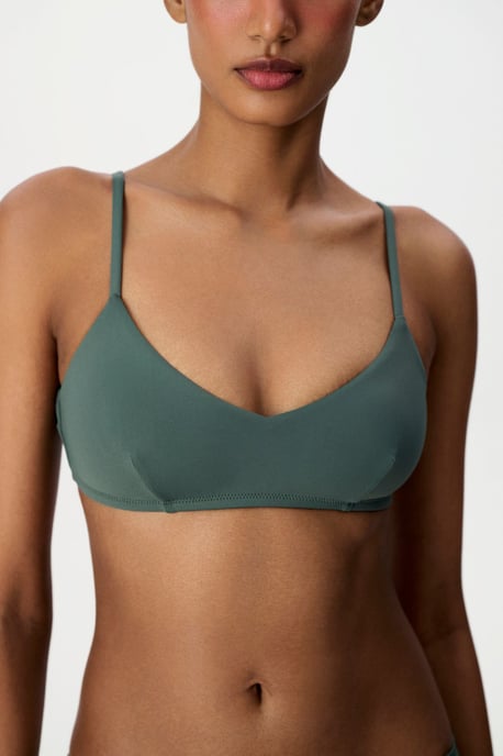 Solid Bralette Bikini Top With Adjustable Straps - Image 3