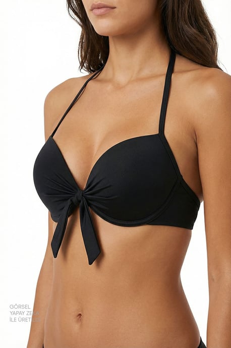 Solid Underwired Halter Bikini Top - Image 1