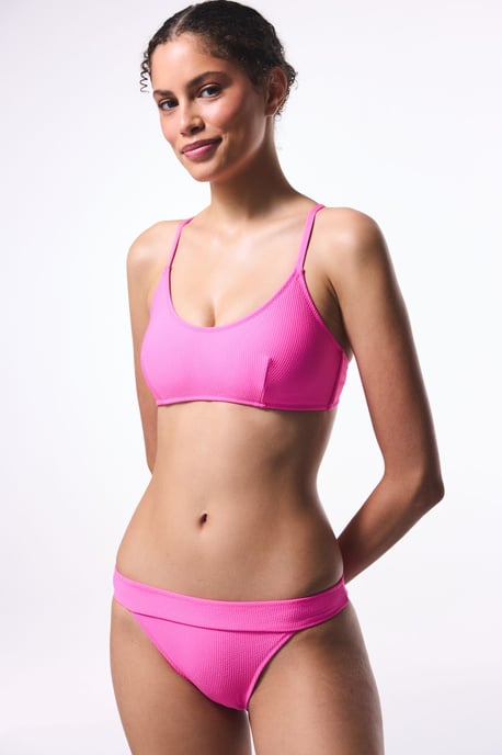 Geribbelde Omkeerbare Schouderband Bralette Bikini Top - Image 4