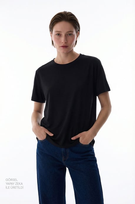 Overgedimensioneerde Lange Brei Crew Neck T-shirt - Image 1