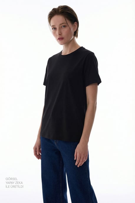 Overgedimensioneerde Lange Brei Crew Neck T-shirt - Image 2