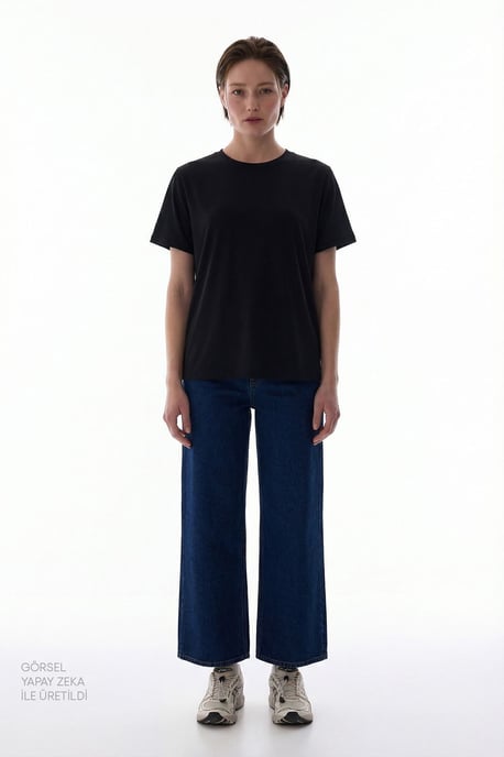 Overgedimensioneerde Lange Brei Crew Neck T-shirt - Image 5