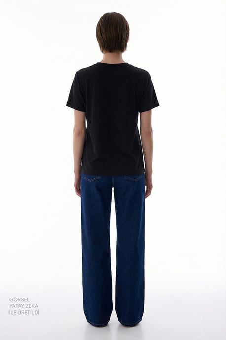 Overgedimensioneerde Lange Brei Crew Neck T-shirt - Image 6