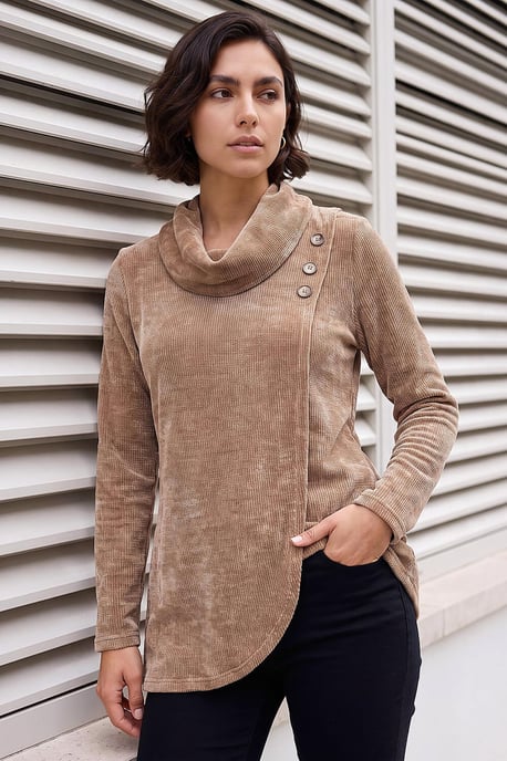 Chenille Cowl Neck Tunic Top - Image 1