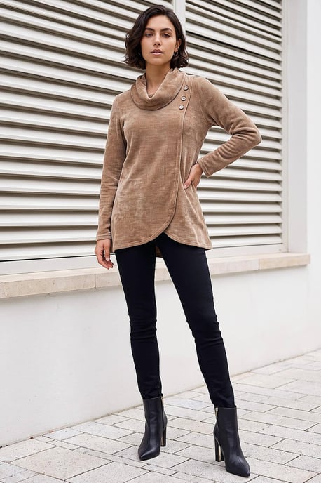 Chenille Cowl Neck Tunic Top - Image 2