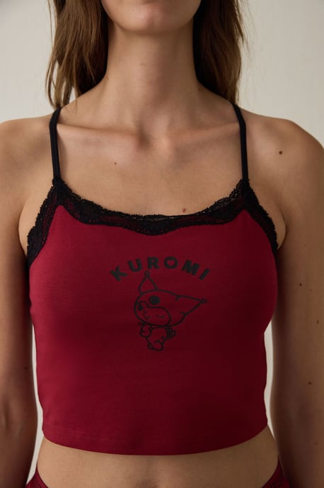 Tryckt Stickad Fodrad Crop Top - Image 3