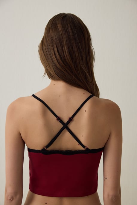Tryckt Stickad Fodrad Crop Top - Image 6